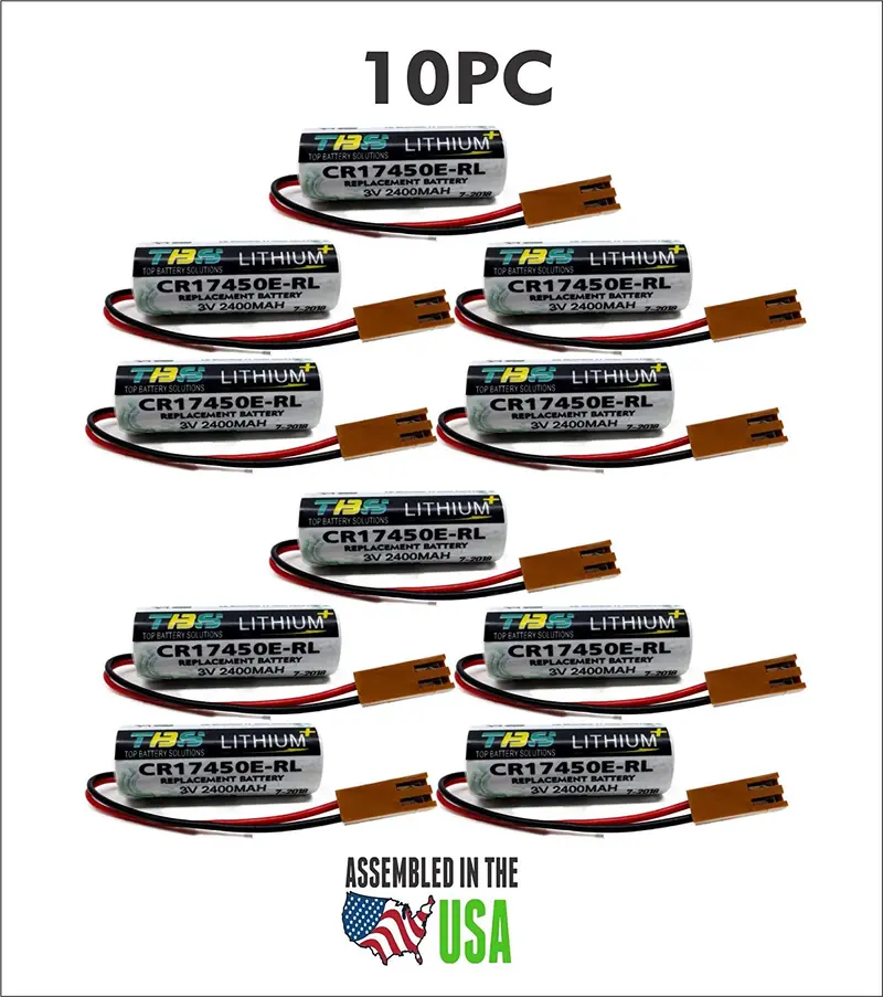 10-Pack CR17450E-RL A02B-0200-K102 3.0V Lithium PLC Battery for GE Fanuc Systems