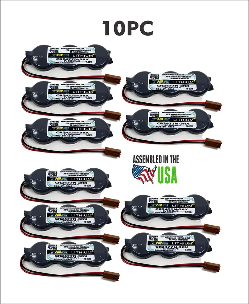 10-Pack CR2477N-3RX Panasonic PLC/CNC Battery for GE Fanuc IC698ACC701 & Compatible Models