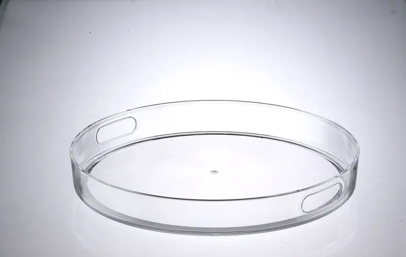 15-Inch Round Acrylic Serving Tray with Handles