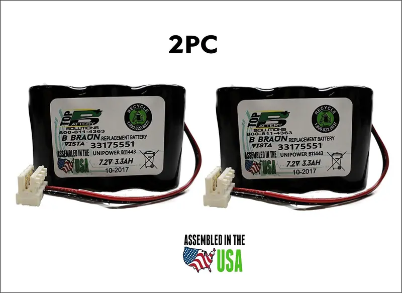 2-Pack B. Braun Vista Basic Replacement Battery – Compatible with 33175551, 34502556, and UNIPOWER B11443