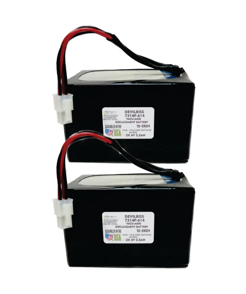 2-Pack Devilbiss 7314P-614 Battery for 7314 & 7305 Series Vacu-Aide Systems (B11816)