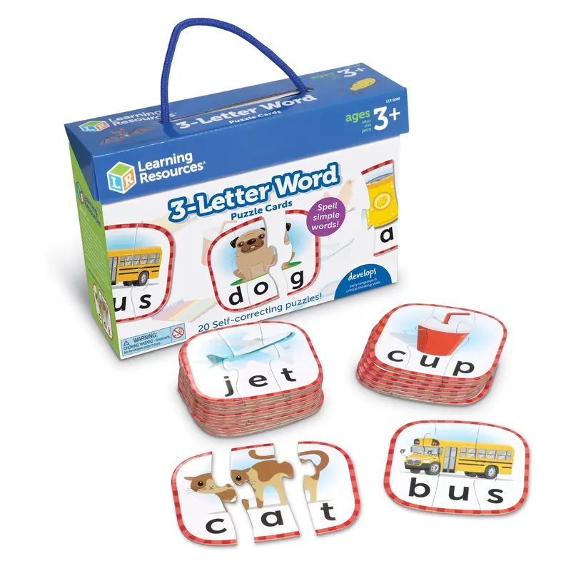 3-Letter Word Puzzle Cards – CVC Word Building Learning Cards