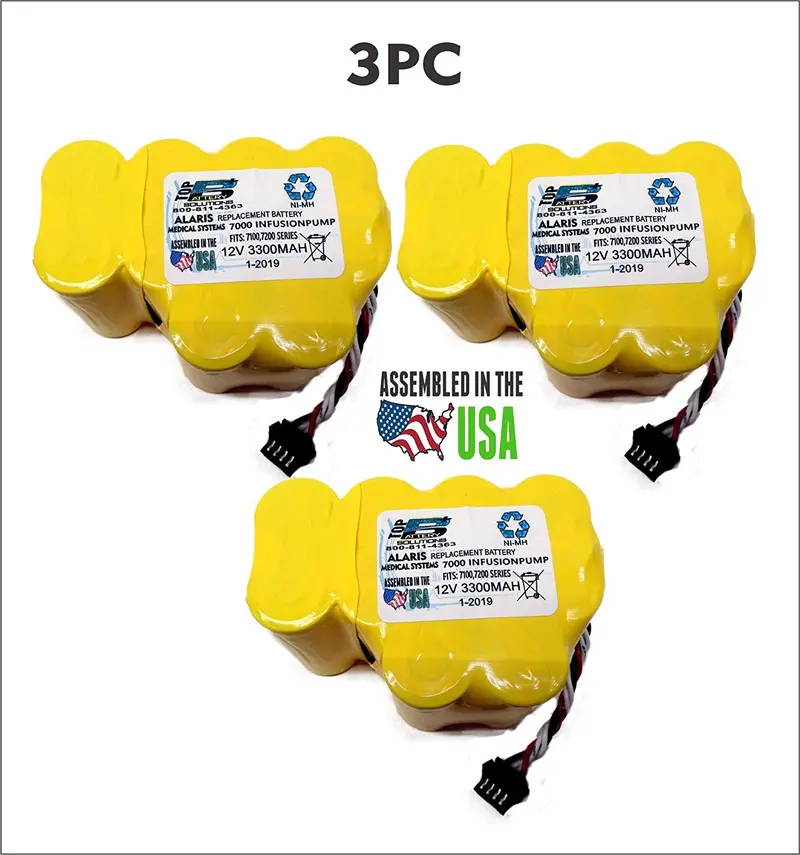 3-Pack Alaris Signature Infusion Pump Battery for Models 7000, 7100, 7130, 7200, and Signature II Series