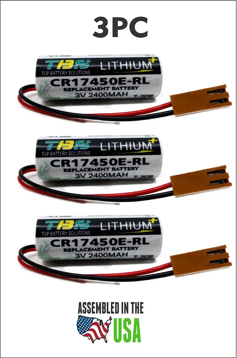 3-Pack GE Fanuc CR17450E-RL and A02B-0200-K102 3.0V Lithium PLC Backup Batteries