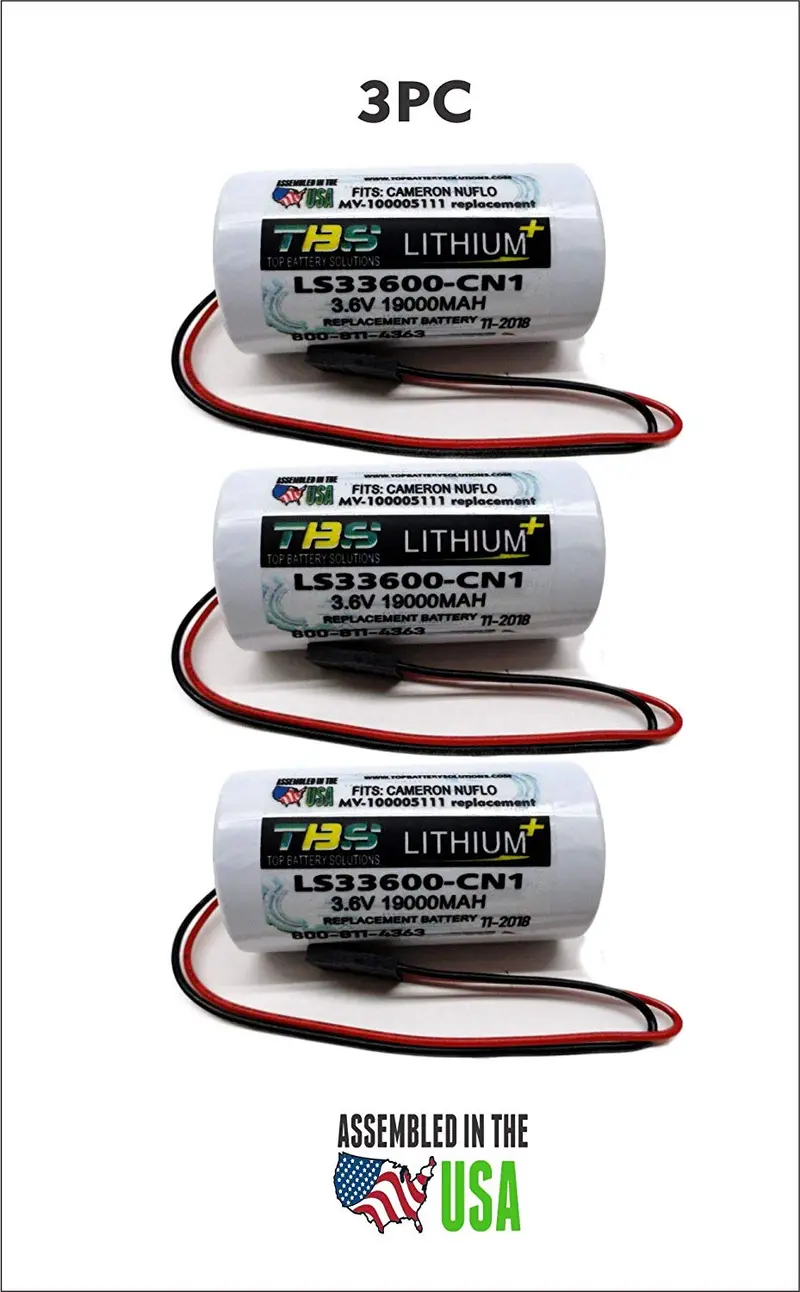 3-Pack LS33600-CN1 Replacement Battery for Cameron Nuflo MC-II Plus and MC-III Plus Flow Analyzers