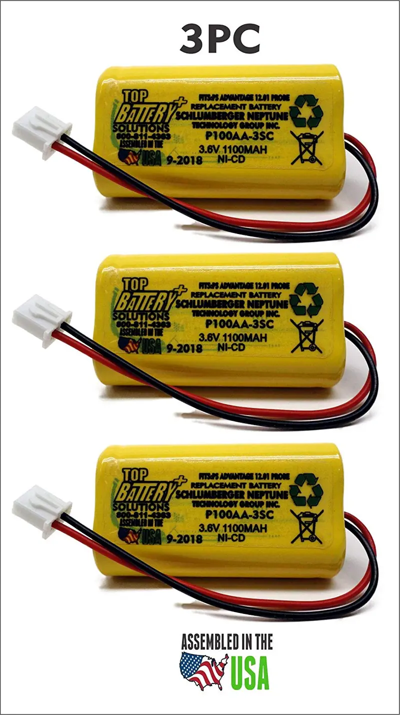 3-Pack P100AA-3SC / P100AA-3SC-11992-001 3.6V 1000mAh Utility Meter Battery for Schlumberger Neptune Advantage & Probe Fault Indicators
