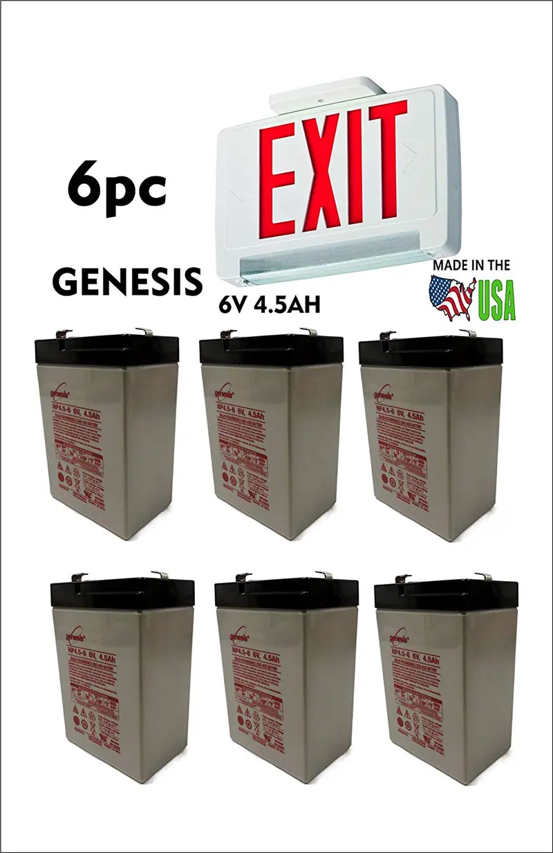 6-Pack 6V 4.5Ah Sealed Lead-Acid (SLA) Battery for Exit Sign & Emergency Lighting