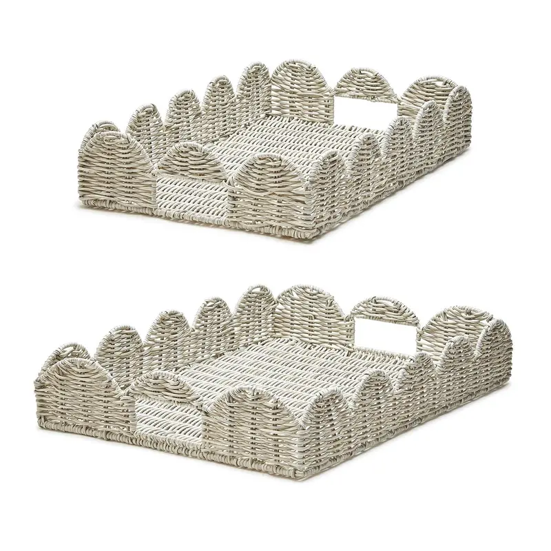 All-Weather Woven Resin Tray for Indoor & Outdoor Use