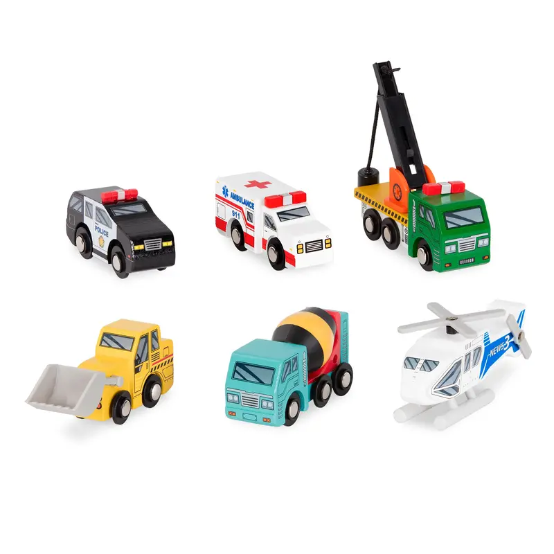 B. Toys Wooden Toy Vehicles – Assorted Play Sets