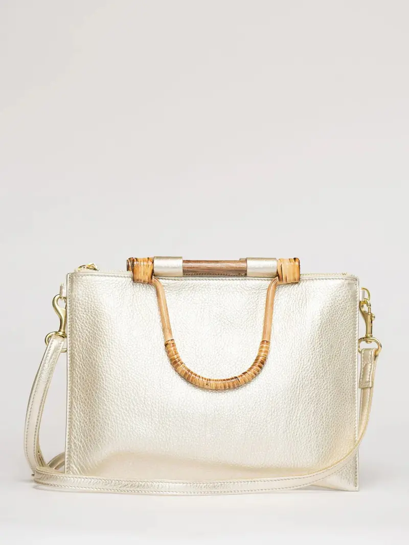 Bamboo Clutch and Crossbody Bag – Champagne Finish