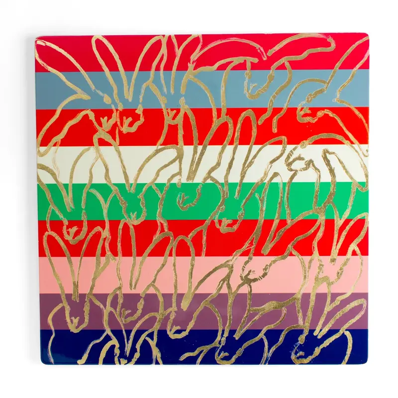 Banded Bunny Design Lacquer Placemats with Gold Leaf Accents