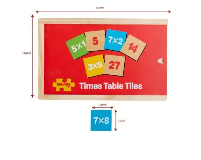BIGJIGS Times Table Tiles – Hands-On Multiplication Learning Kit