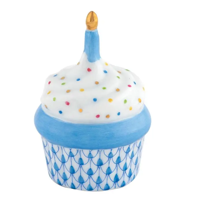 Blue Cupcake with Candle Ornament