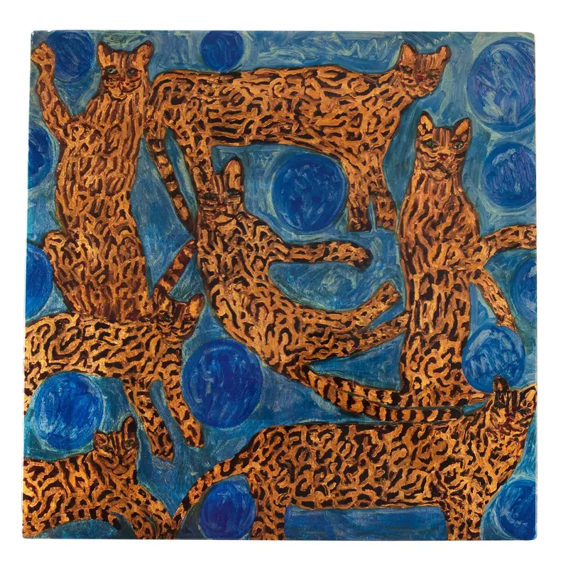 Blue Pearls and Ocelot Print Placemats