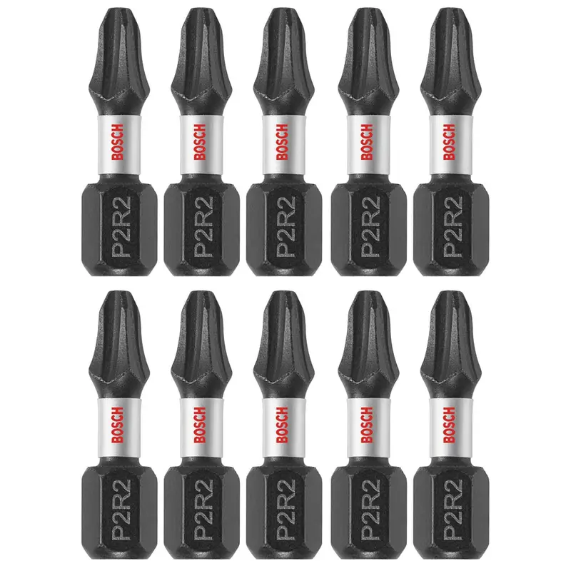 Bosch ITP2R21B Impact Tough Bit Set – 10-Piece 1″ Phillips/Square #2 Insert Bits