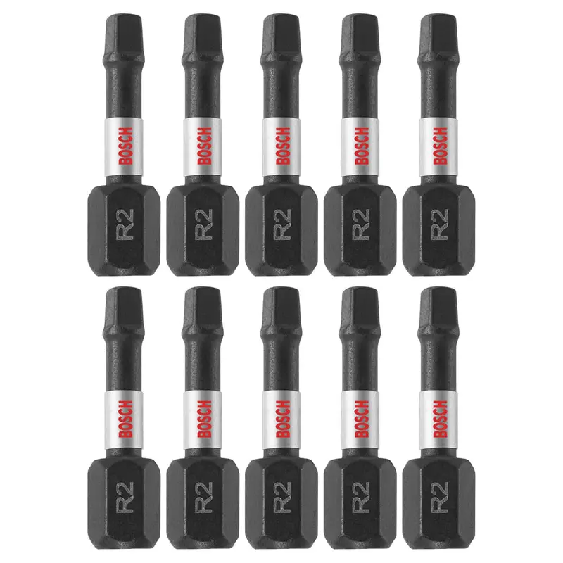 Bosch ITSQ21B Impact Tough 1″ Square #2 Insert Bit Set – 10-Piece Bulk Pack