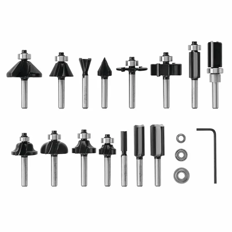 Bosch RBS015MBS Router Bit Collection – 15-Piece Carbide-Tipped Woodworking Set
