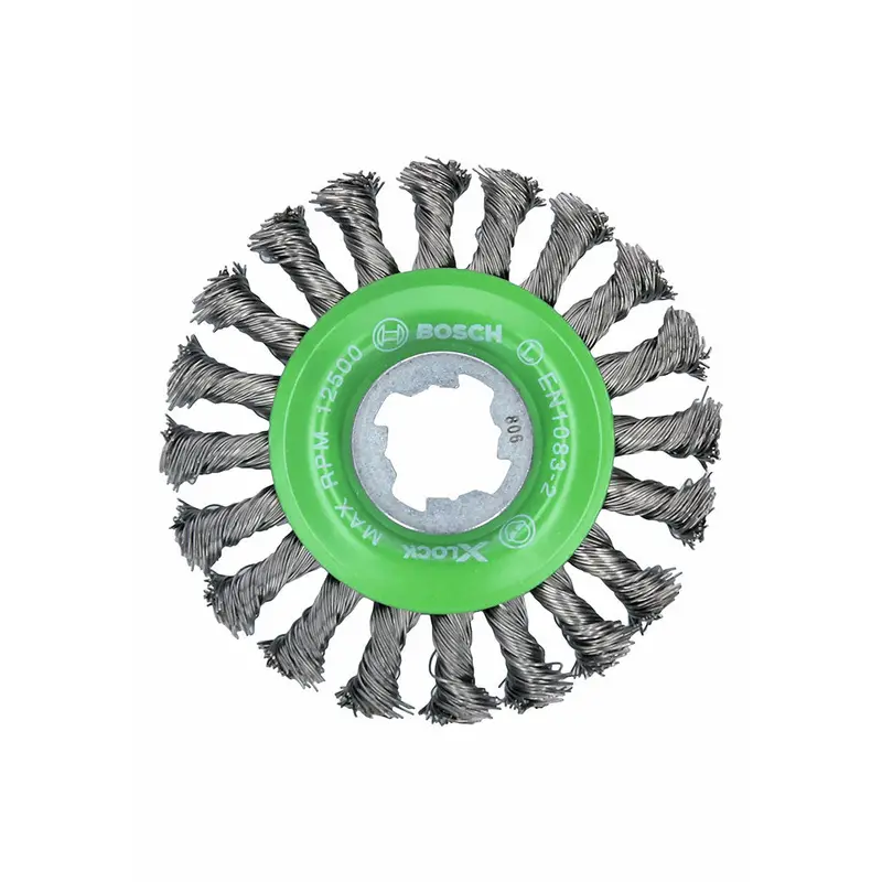 Bosch WBX429 X-Lock Full-Cable Knotted Wire Wheel — 4.5″, Stainless Steel, 5-Pack