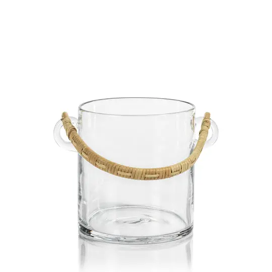 Byblos Rattan-Handled Ice Bucket – Dual-Use Wine Cooler & Bar Accessory