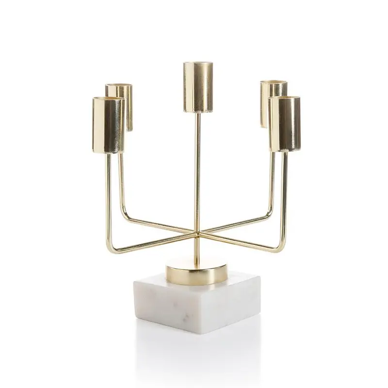 Celine Five-Tier Taper Candle Holder (Brass & Marble)