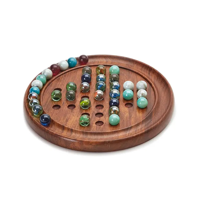 Classic Solitaire Board Game – 36 Wooden Pieces with Storage Bag