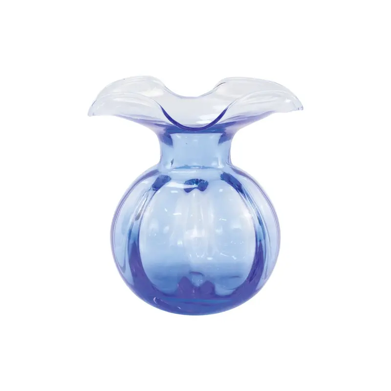 Cobalt Blue Hibiscus-Embellished Glass Bud Vase