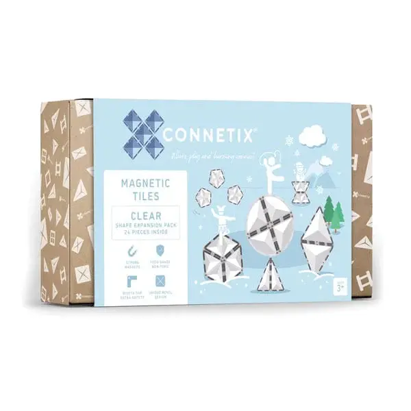 Connetix Clear Shape Expansion Pack – 24-Piece Transparent Tiles