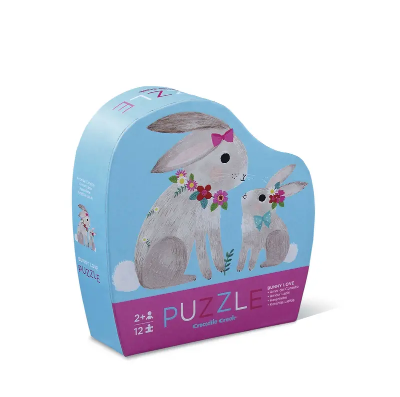 Crocodile Creek Bunny Love Mini Puzzle – 12-Piece Adorable Starter Set