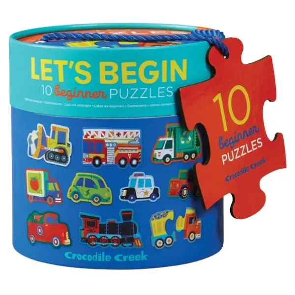 Crocodile Creek Let’s Begin Vehicles Puzzle – Dual 10-Piece Transportation Intro