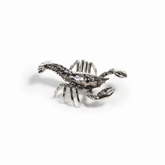 Decorative Silver Prawn Sculpture – Artistic Table Accent
