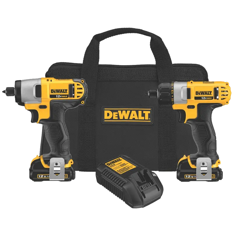 DEWALT DCK210S2 12V MAX 2-Tool Combo Kit – Portable Cordless Screwdriver and Impact Driver Pair