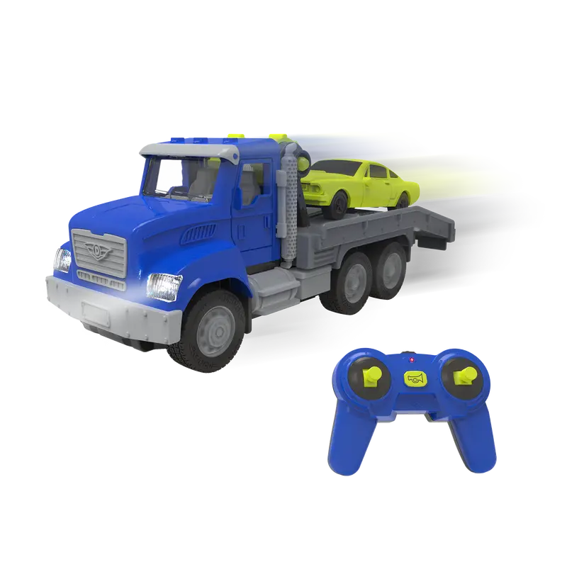 Driven Blue Micro RC Tow Truck – Miniature Remote-Controlled Rescue Vehicle
