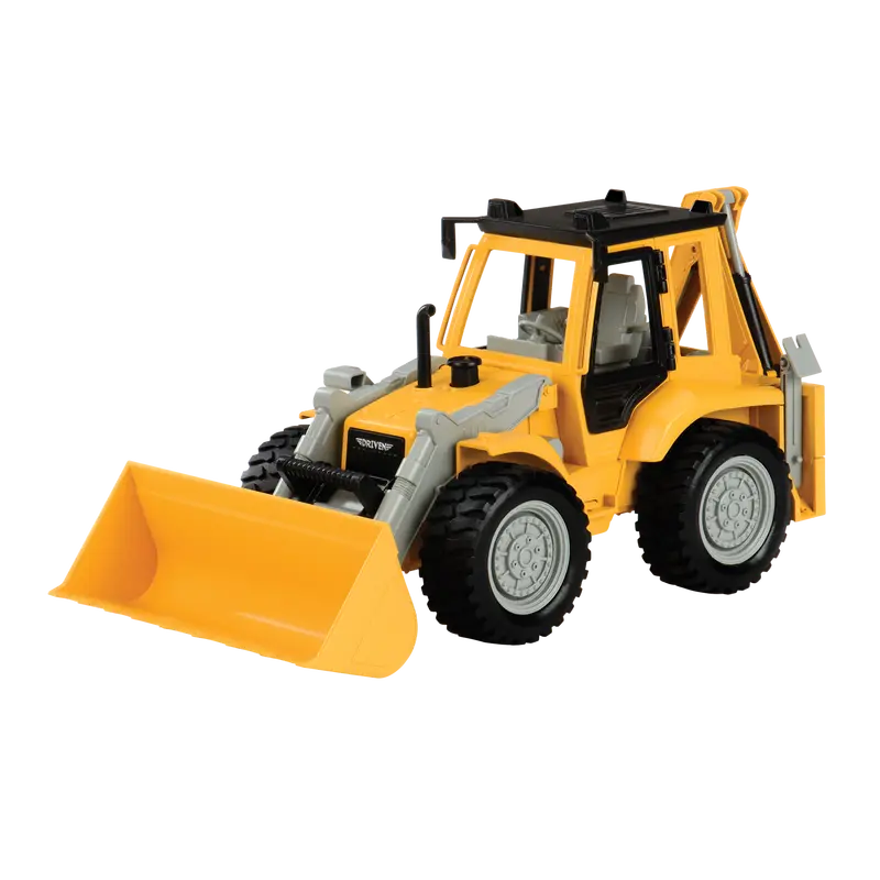 Driven Yellow Mid-Sized Backhoe Loader – Detailed Construction Toy
