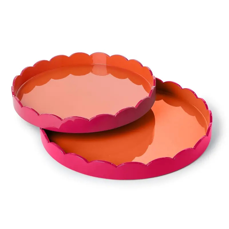Dual-Tone Lacquered Tray with Scalloped Edge Detailing
