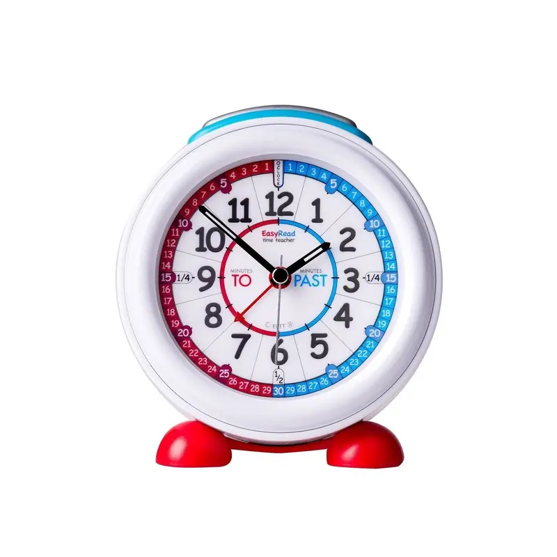Easy-to-Read Analog Alarm Clock Featuring Past/To Time Format in Red and Blue
