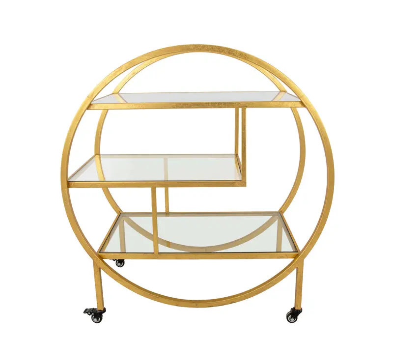 Elegant Gold-Tone Serving Trolley