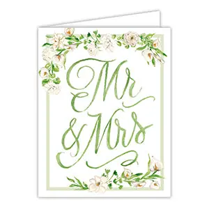 Elegant Mr. & Mrs. Floral Crest Greeting Card