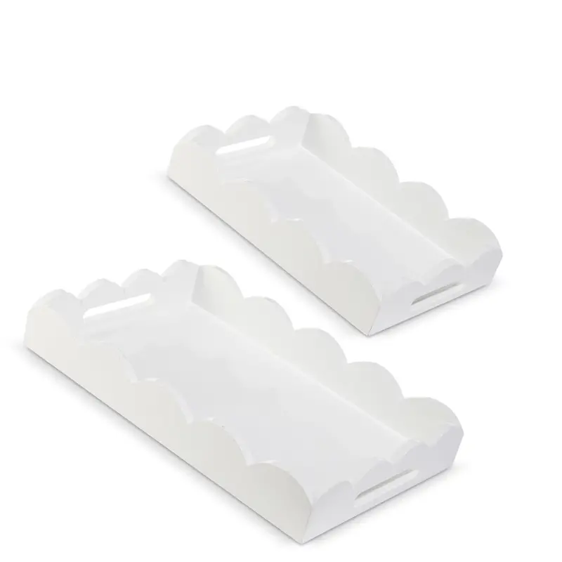 Elegant White Scalloped Serving Tray