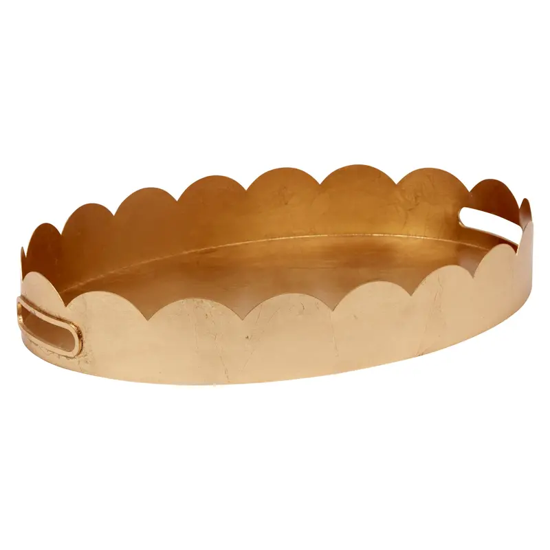 Eloise Oval Serving Tray with Gold Leaf Finish