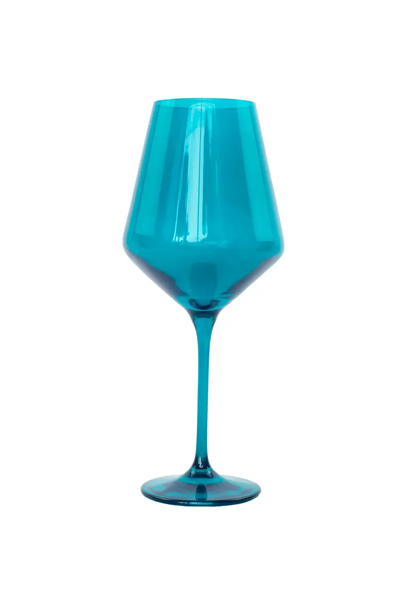 Estelle Teal Stemmed Wine Glass – Solo