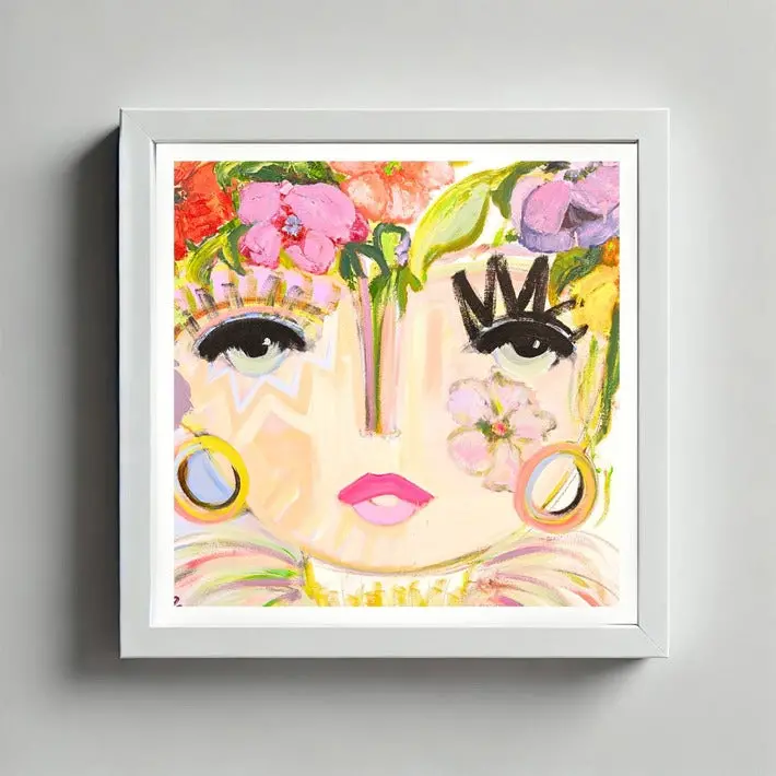 Flower Child Art Print in 8×8 Framed Display