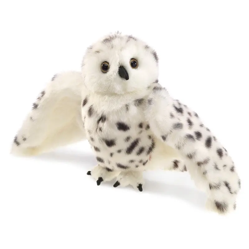 Folkmanis Snowy Owl Hand Puppet – Realistic Animal Puppet for Play and Learning