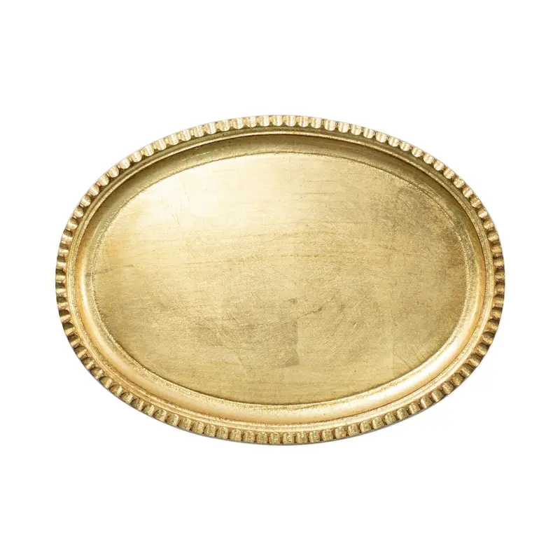 Gold-Finished Oval Wooden Tray – Florentine Style
