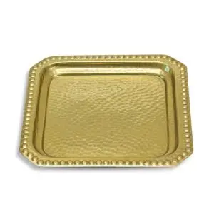 Gold Hammered Square Tray – 12-Inch Metallic Serving Tray