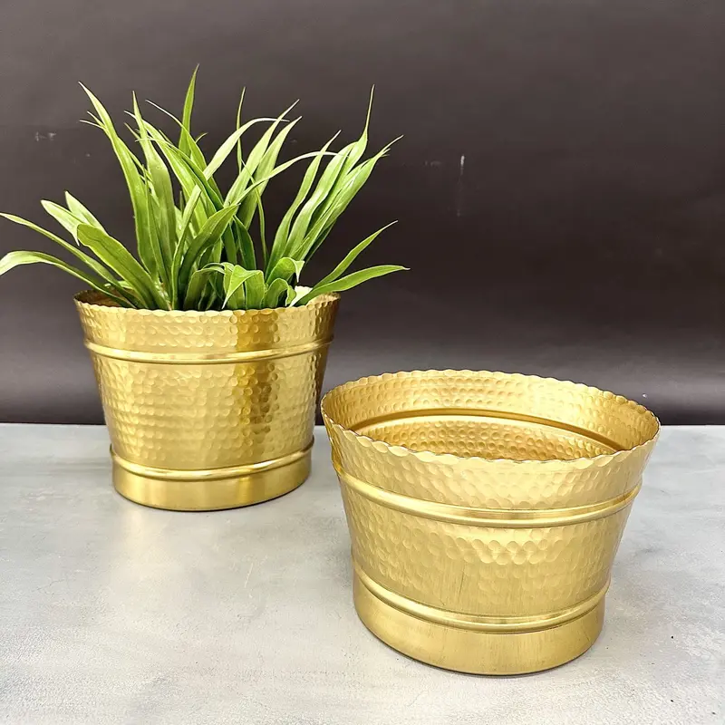 Gold-Toned Garden Planter Pot