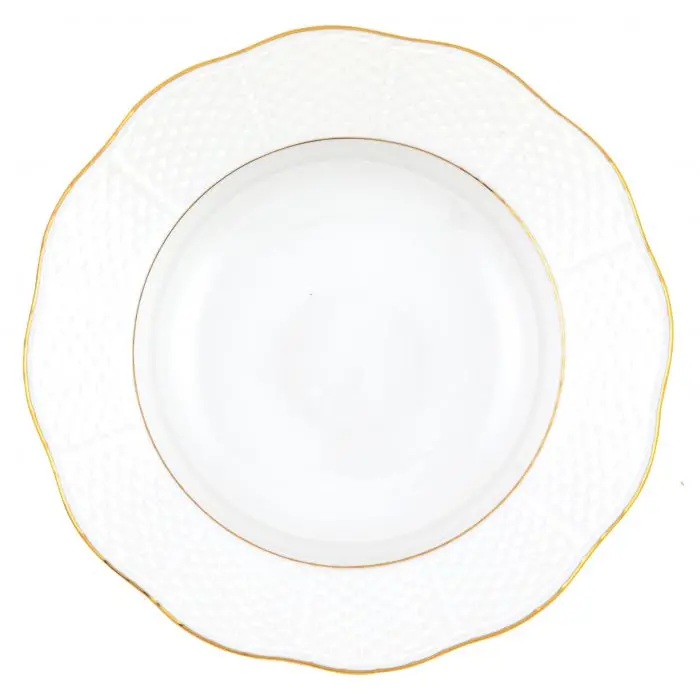 Golden Edge Rim Soup Plate – Contemporary Soup Vessel with Raised Edge