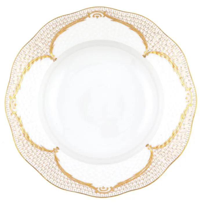 Golden Elegance Rimmed Soup Plate