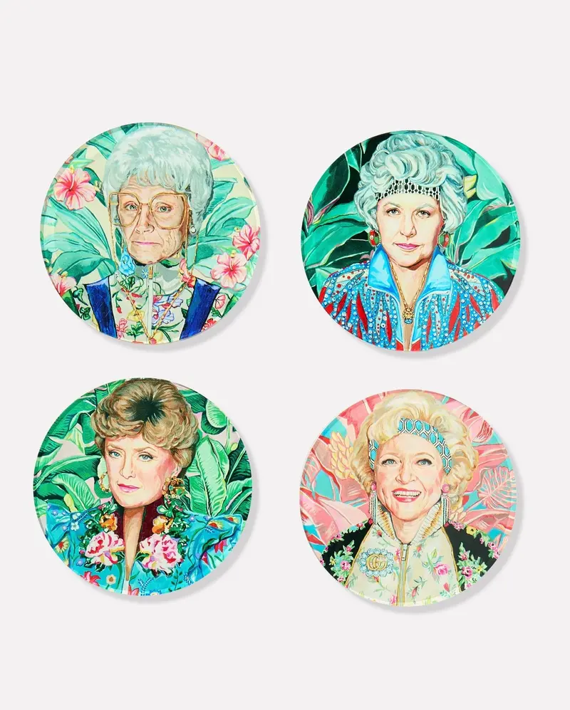 Golden Gals Metallic Coaster Set — 4-Piece
