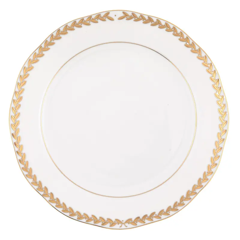Golden Laurel Dessert Plate – Sophisticated Gold-Accented Sweet Serving Piece
