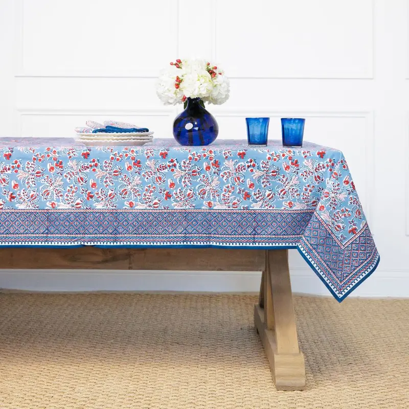Grecian Palm Patriotic Tablecloth – Red, White & Blue